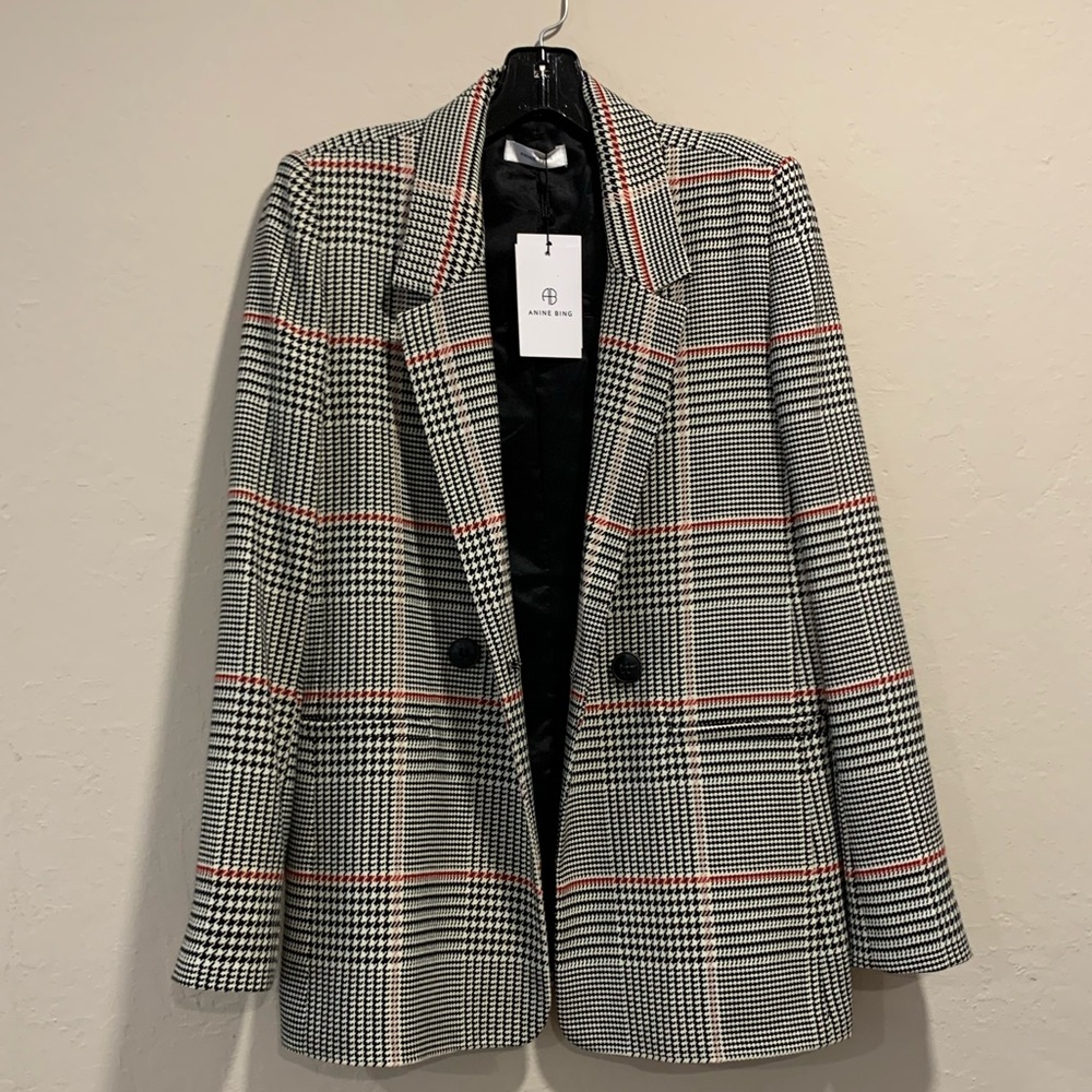 NWT Anime Bing Madeleine plaid blazer in XS
